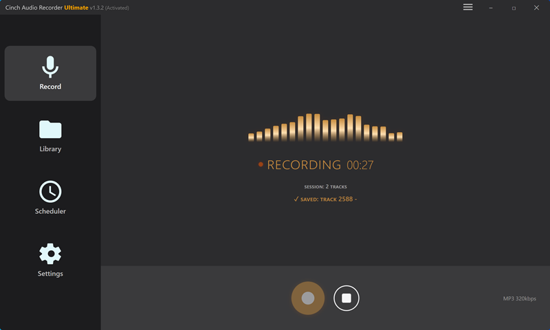 Cinch Audio Recorder recording interface