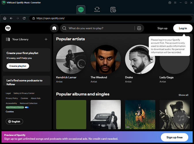 ViWizard Spotify Converter User Interface