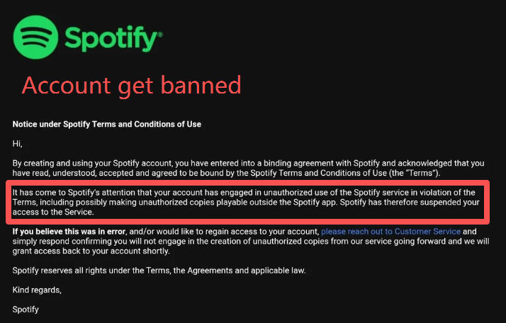 spotify banned account